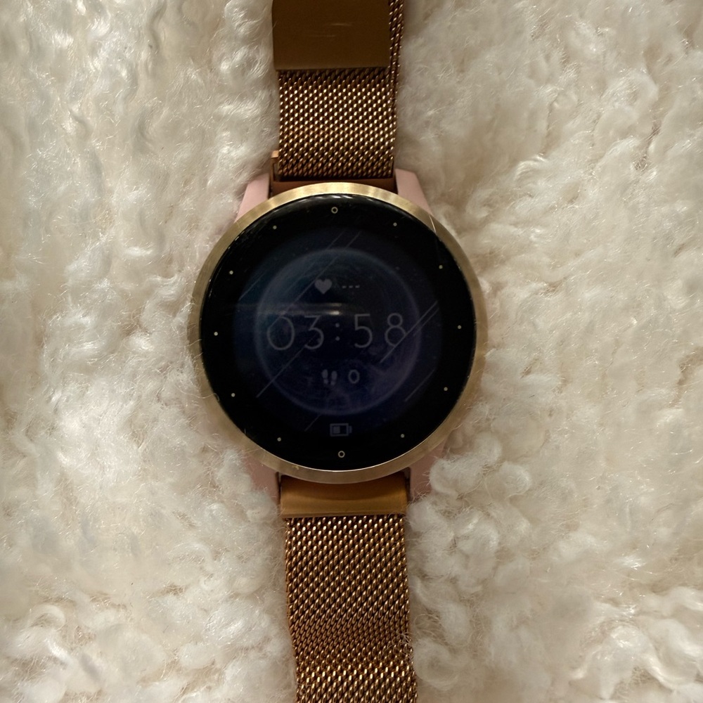 Garmin vivoactive 4S Smartwatch - Dust Rose & Gold w/ Upgraded Mesh Band